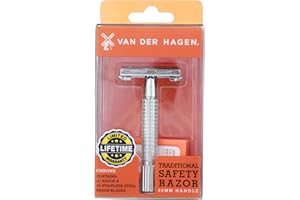 Van Der Hagen® Men’s Traditional Safety Razor Kit (includes 5 blades) for a close shave in Chrome