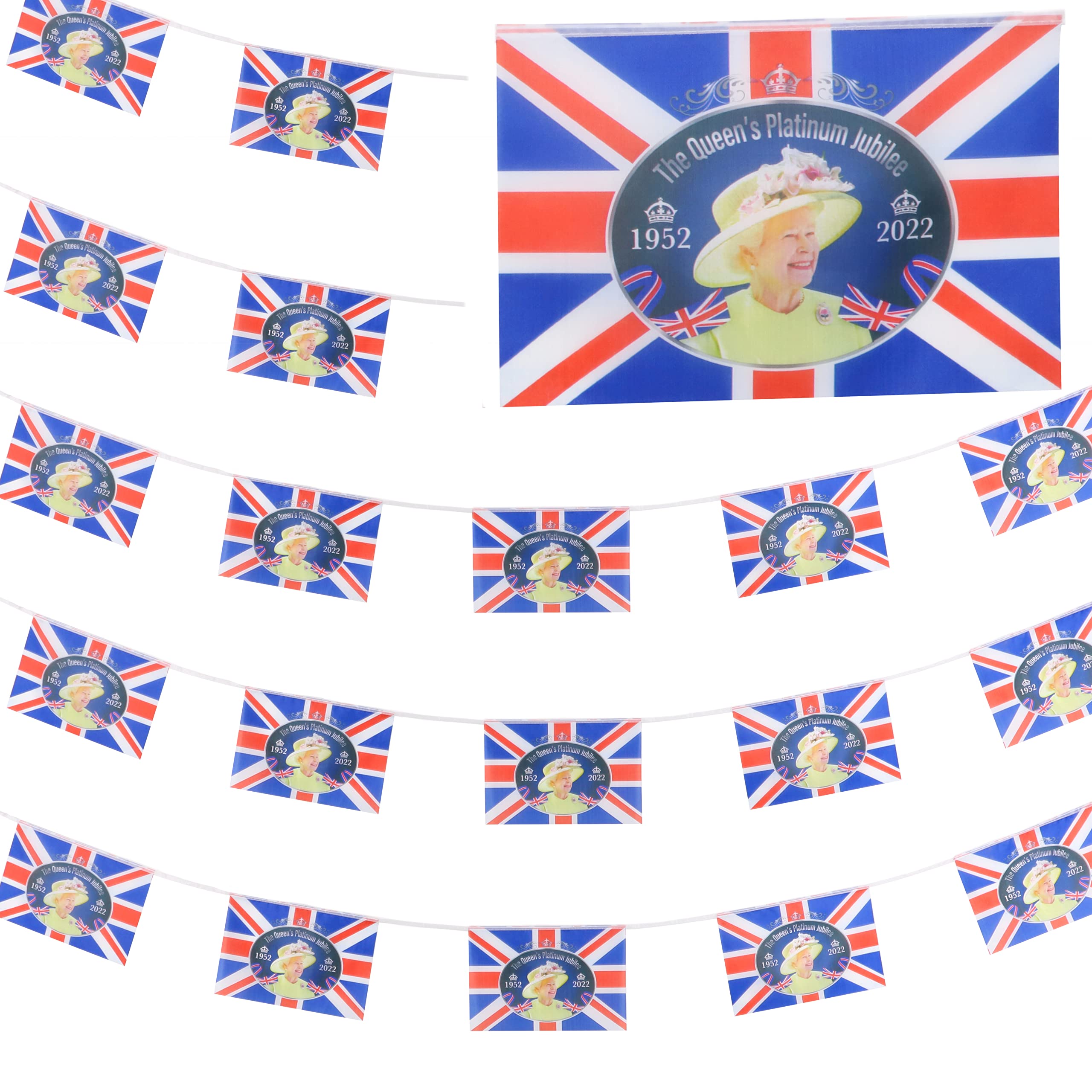 Toyland® 20ft Union Jack Queens Platinum Jubilee Bunting Queens Jubilee Decorations - British Decorations