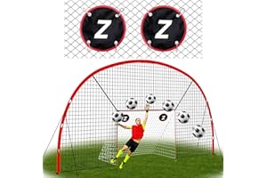 ZEALFEEL 3-in-1 Soccer Goal with Backstop Net & Rebounder, 21x10ft Soccer Rebounder Net with 2 Targets, 36-Strand PE Net, Soccer Training Equipment for Shoot Pass Ball Control Backyard Game