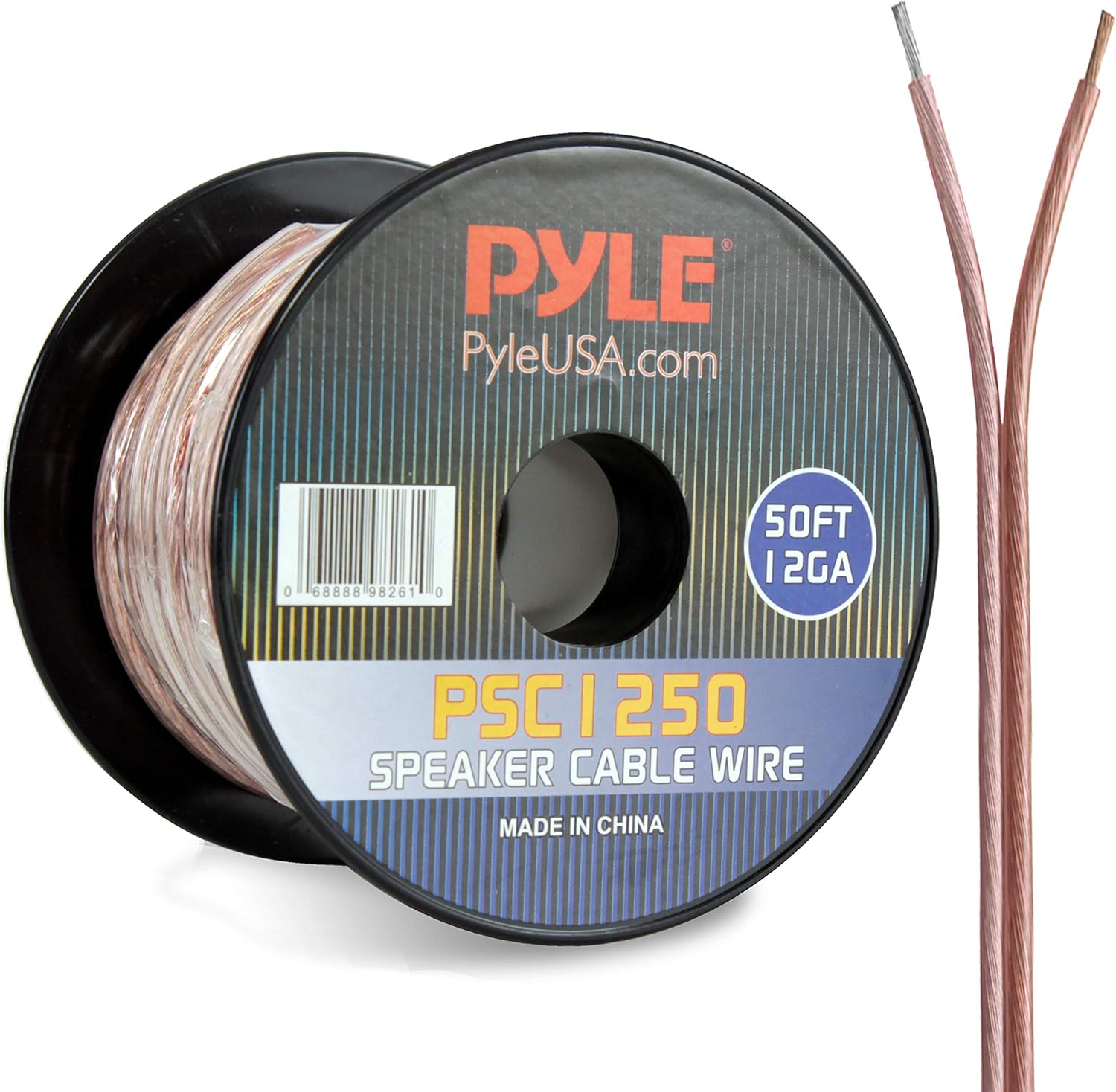 50ft 12 Gauge Speaker Wire - Copper Cable in Spool for Connecting Audio Stereo to Amplifier, Surround Sound System, TV Home Theater and Car Stereo - PSC1250: Home Audio & Theater