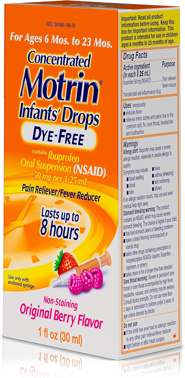 Infants' Motrin Concentrated Liquid Medicine Drops with Ibuprofen, Berry, 1 fl. oz: Health & Personal Care