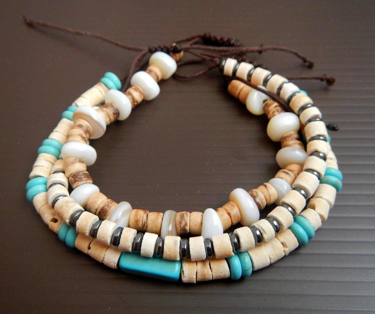 CONJUNTO 3 PULSERAS BOHO SURFERO UNISEX AJUSTABLE MADERA DE ...