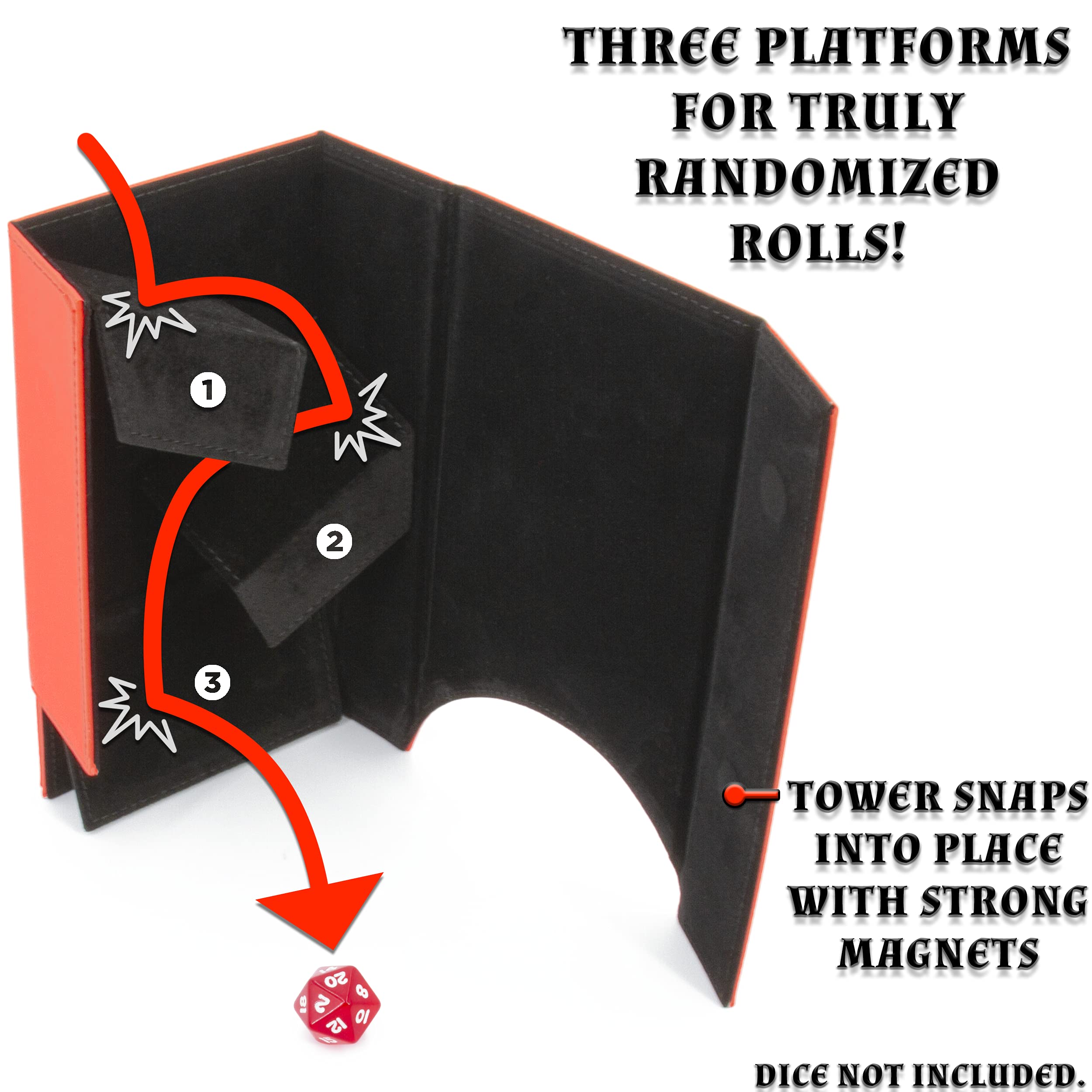 CASEMATIX Portable Dice Tower and Tray Set with Non-Scratch Felt Interior - Folding 8