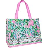 Lilly Pulitzer XL Market Shopper Bag, Oversize Reusable Grocery Tote with Comfortable Shoulder Straps