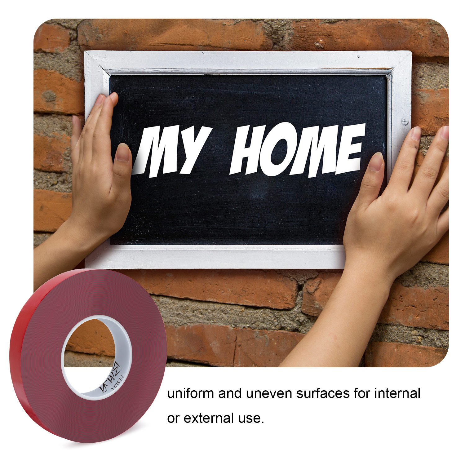 Double Sided Acrylic Heavy Duty Mounting Tape,1 Inch x 450 inch- 1mm Thickness.Removable,Gray,Tough Bonding Strength,Weatherproof