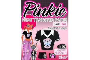 LOVEIN Pinkie Iron on Heat Transfer Paper for Dark T Shirts (20 Sheets 8.5x11", Dark Plus) Printable HTV Heat Transfer Vinyl for Inkjet & Laserjet Printer Iron on Transefers Paper for Dark Fabric(PK-D3-20)