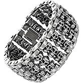 Klapgo Men's Gothic Skull Bracelet 316L Stainless Steel Chain Bracelet for Men Heavy Duty Biker Bracelets Prefer for Motorcycle-Inspired Jewelry
