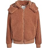 URBAN REPUBLIC Girls Sherpa Jacket - Cozy Satin Lined Outerwear Jacket - Zip Up Hooded Jackets for Girls with Snug Collar