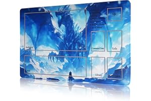 AIRCBC MTG Playmat Stitched with Magic Zone Non-Slip Rubber Backing Printing Commander Board Game Desk Mat Duel Mat TCG Playmat PTCG Playmat 24x14 inches and Free Storage Bags (Dragon 05)
