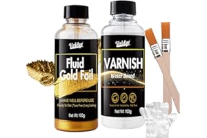 Metallic Gold Paint, 7oz Water-Based Liquid Gold Leaf Paint Kit for Wood, Metal, Art Painting, Furniture Scratch Repair & Cra