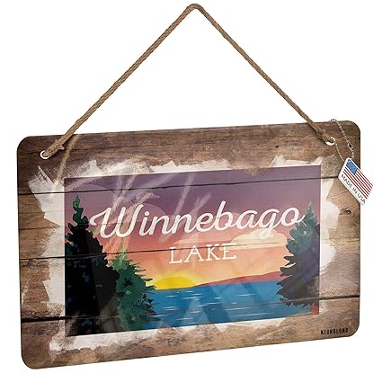 Amazon Com Neonblond Metal Sign Lake Retro Design Lake Winnebago