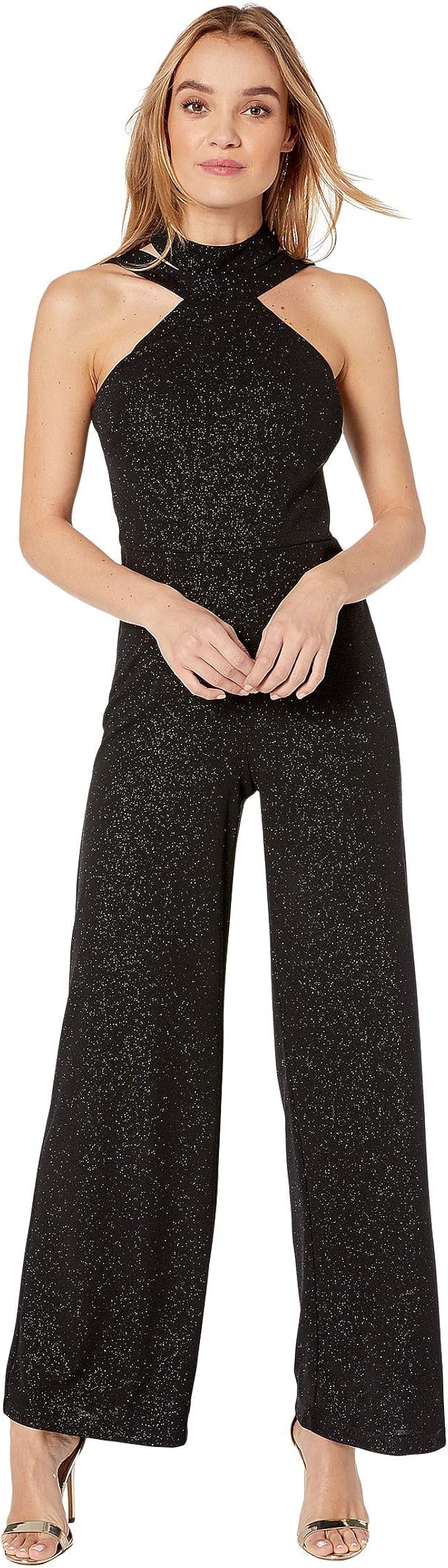 bebe choker neck jumpsuit