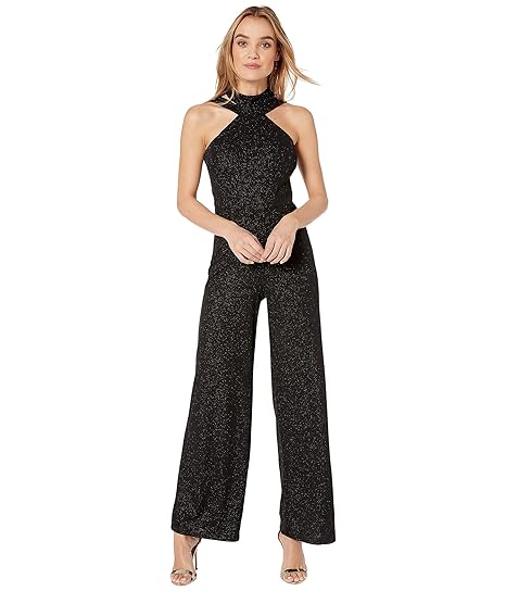 glitter halter neck jumpsuit