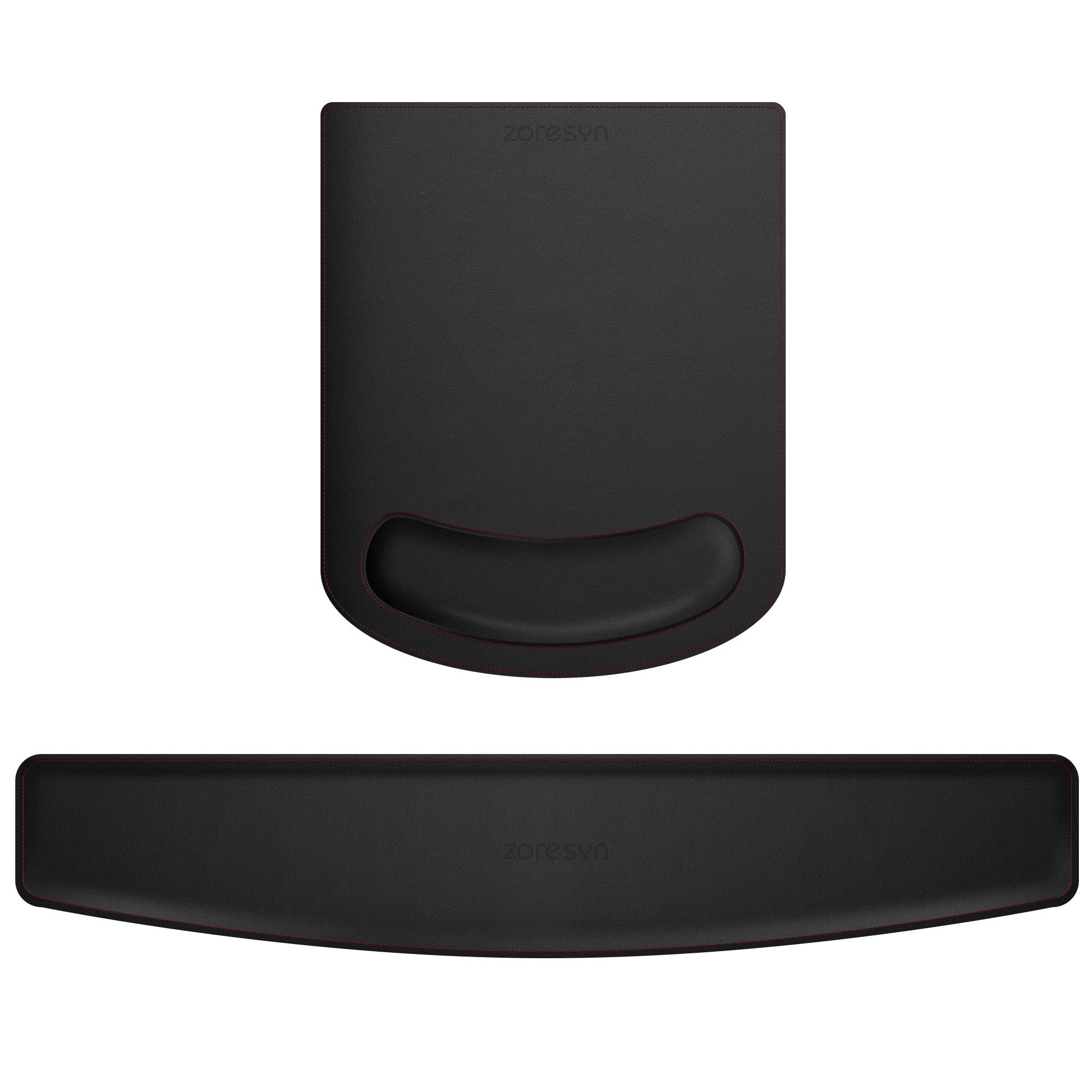 ZORESYN PU Leather Mouse Pads Wrist Rest Support and Keyboard Wrist Rest Pad Set for Laptop Computer Mac,Ergonomic Memory Foam,Non-Slip Base Mouse pad,Easy Typing and Relieve Wrist Pain(Black)