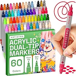 ARTISTRO 60 Dual Tip Acrylic Paint Markers, Acrylic