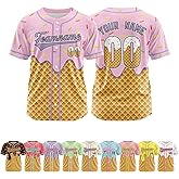 Custom Baseball Jersey,Ice Cream Jersey,Name Number Logo,Baseball Jersey Customize Men Women Youth