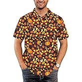 Arvilhill Men's Turkey Short Sleeve Shirts Thanksgiving Theme Print Button Down Shirts (S-3XL)