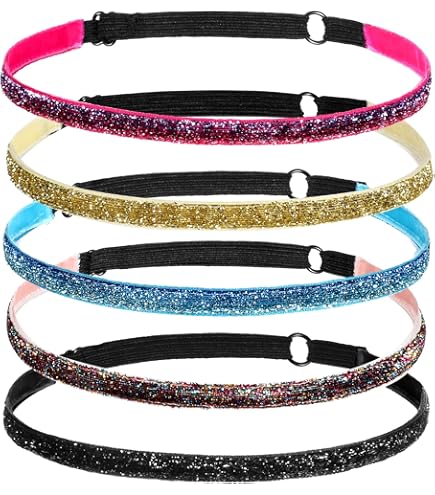 Amazon.com : 10 Pcs Glitter Non Slip Running Headbands  display picture 2