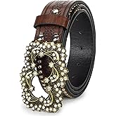 Eohak Women-Western-Cowboy-Belt Bling Rhinestone Buckle Cowgirl Belt PU Leather Belt for Jeans Pants(for 28-38'')