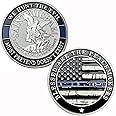 Saint Michael Patron Saint of Law Enforcement Challenge Coin The Thin Blue Line Silver Plated Coins