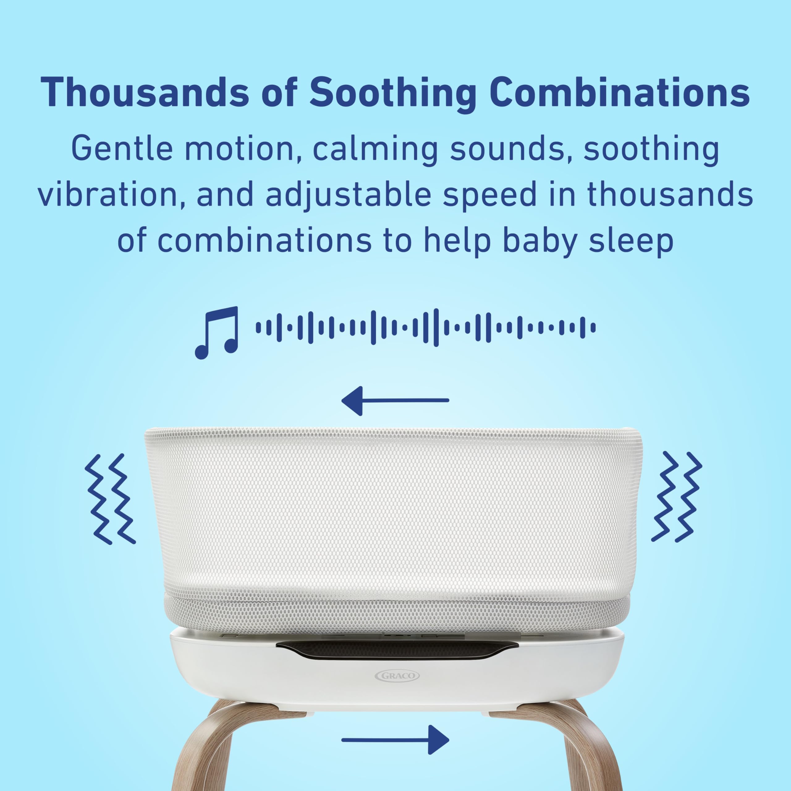 Graco® SmartSense™ Soothing Baby Bassinet – Smart Newborn Bassinet Detects and Automatically Responds to Baby's Cries – for Newborn Babies to 6 Months