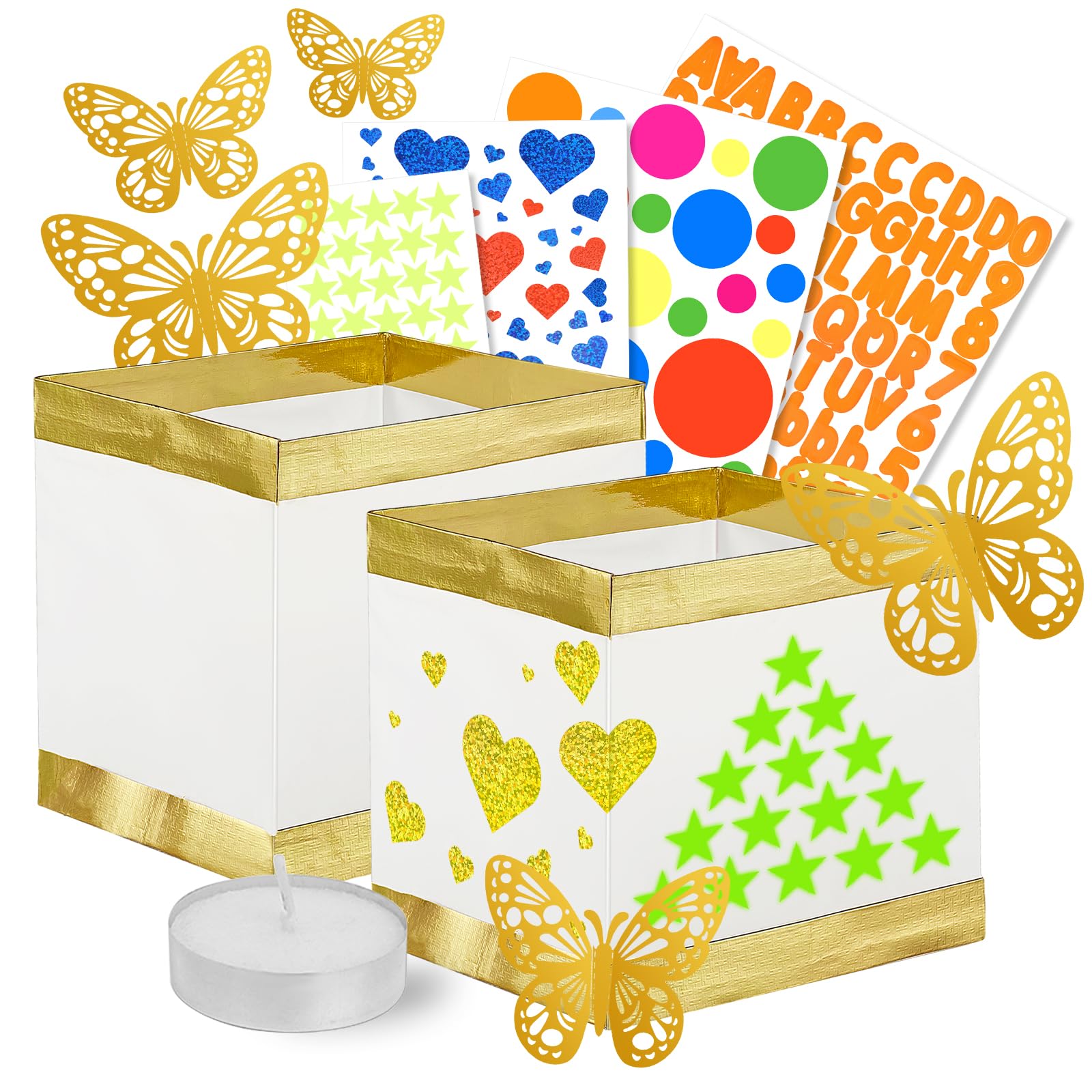 Photo 1 of FueLye 40 Set Square Floating Paper Lanterns Come with Tea Candles,DIY Butterfly Water Lanterns for Wedding Pool Decorations Outdoor (40, with Tea Canldes)