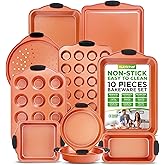NutriChef 10-Piece Nonstick Baking Pans Set – Bakeware Sets for Cookies, Cakes, & Roasting - Bakeware Includes Cookie Sheet, Muffin Pan, Cake Pan, & Pizza Pans