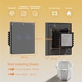 BSEED Smart Light Switch 2 Gang 1 Way Glass Panel without Neutral Gray view 4