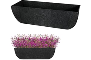 Incycall 1-Pack 24in Planter Liners - Breathable Felt Hanging Basket and Window Box Liners - Prevent Root Suffocation and Bird Damage - Black
