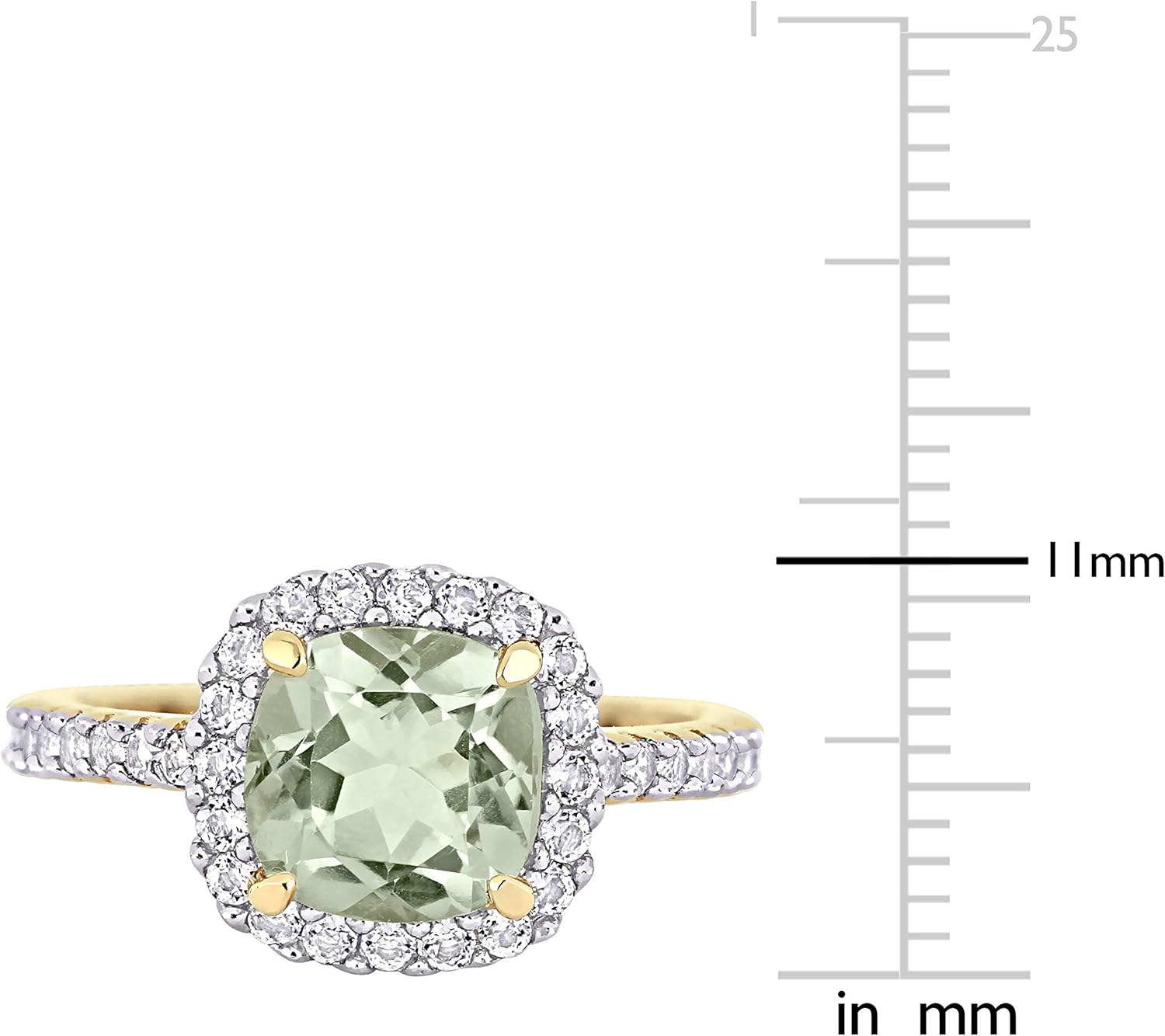 Abbie+Cleo Womens Cushion Cut Gemstone Halo Statement Ring in Flash Plated Sterling Silver: Jewelry