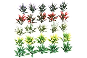 Yetaha 100PCS Mixed Model Plants Colorful Flowering Plants Railway Park Garden Scene Architecture Ornament Scenery Railroad L