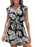 CUPSHE Women's Romper Tropical Flutter Sleeve Boho