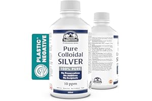 Pure Colloidal Silver Liquid 600ml Family Size, 120 Servings, 10 ppm Trace Mineral Drops, Neutral Taste, Multipurpose Daily U