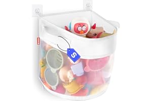 UNEEDE Bath Toy Organizer,1.55 Gallons Bathtub Toy Storage Organizer,Quick Access Bath Toy Holder For Bathtub,Baby Organizer And Storage,Quick Dry Baby Bath Toy Storage For Tub,Mesh Shower Caddy White