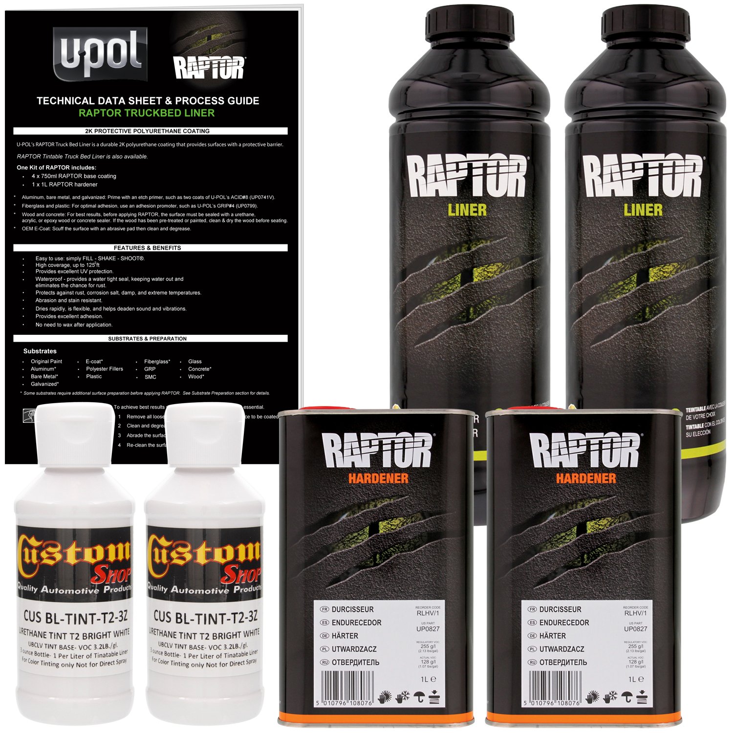 UPOL Raptor Bright White Urethane SprayOn Truck Bed Liner & Texture