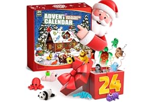 SHUWND Kids Advent Calendar with 24 Mini 3D Printed Articulated Mini Animals - Flexible Fidget Toy Set for Boys & Girls, Ideal as Christmas Party Favors and Daily Gift Surprises Unique Executive Desk Toys for 3D Printed Animalsgon Birthday Party Decorations