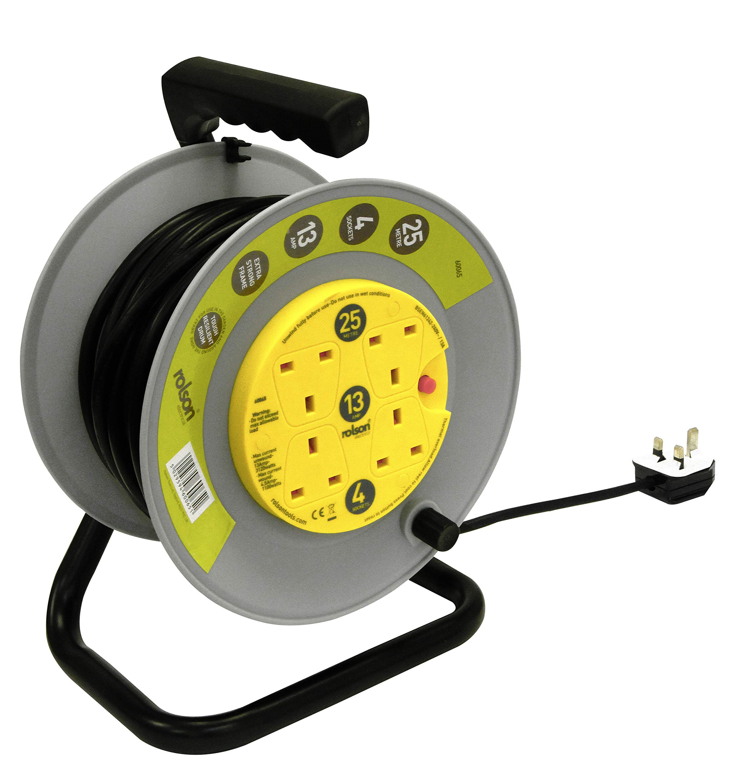 Rolson 60065 4 Socket 25M Cable Reel