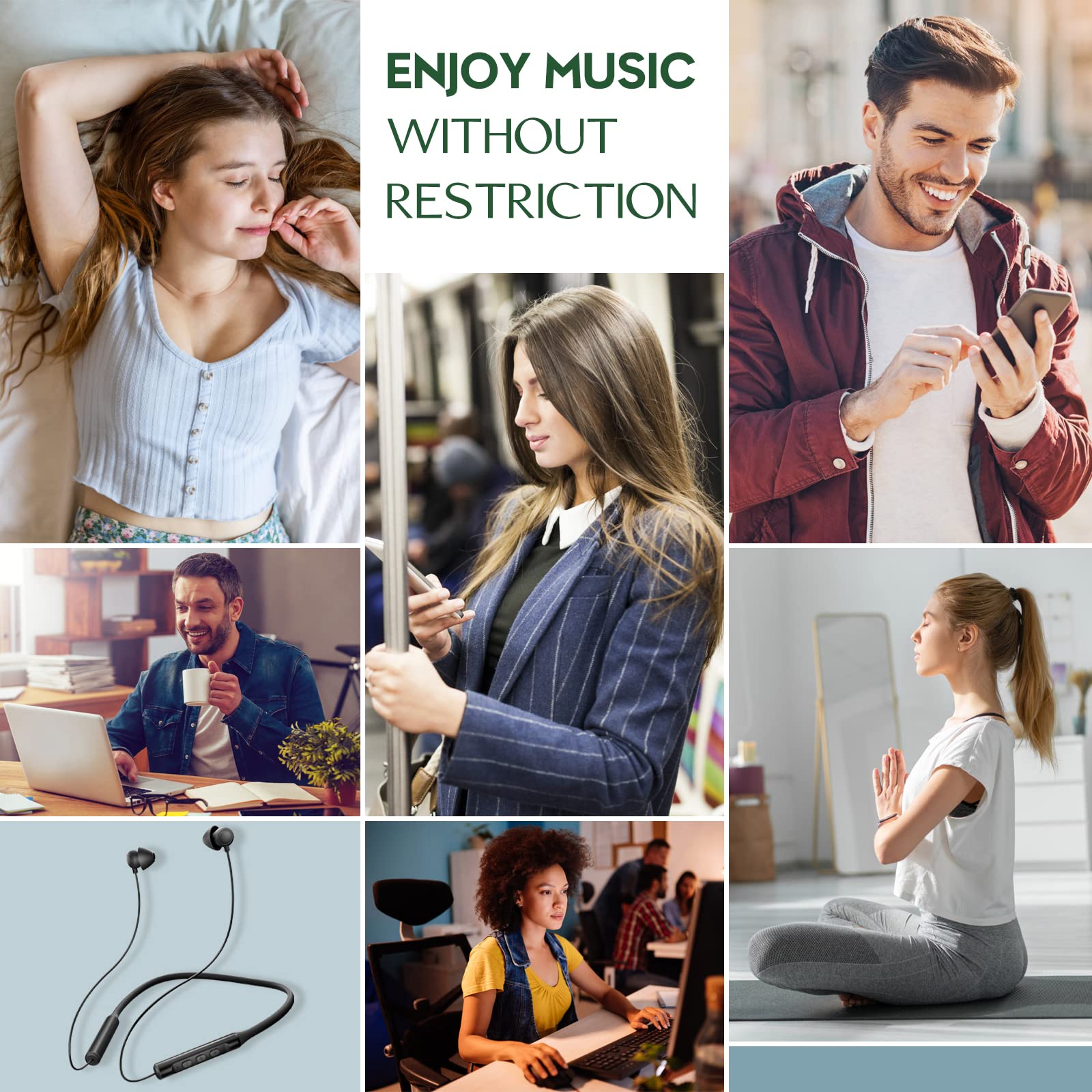 Wireless Lightweight Sleeping Headphones, Neckband Bluetooth 5.2 Wireless Sleep in-Ear Earbuds, Ultra Soft Portable Sleep Headphones for Side Sleepers, Working, Relaxing, Meditating