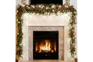 Bluesea 6FT Christmas Norfolk Pine Garland, Realistic Christmas Greenery Garland for Fireplace,Table, Stairs, Mantle, Window,Indoor Outdoor,Home,Holiday Decor（1 Pcs）