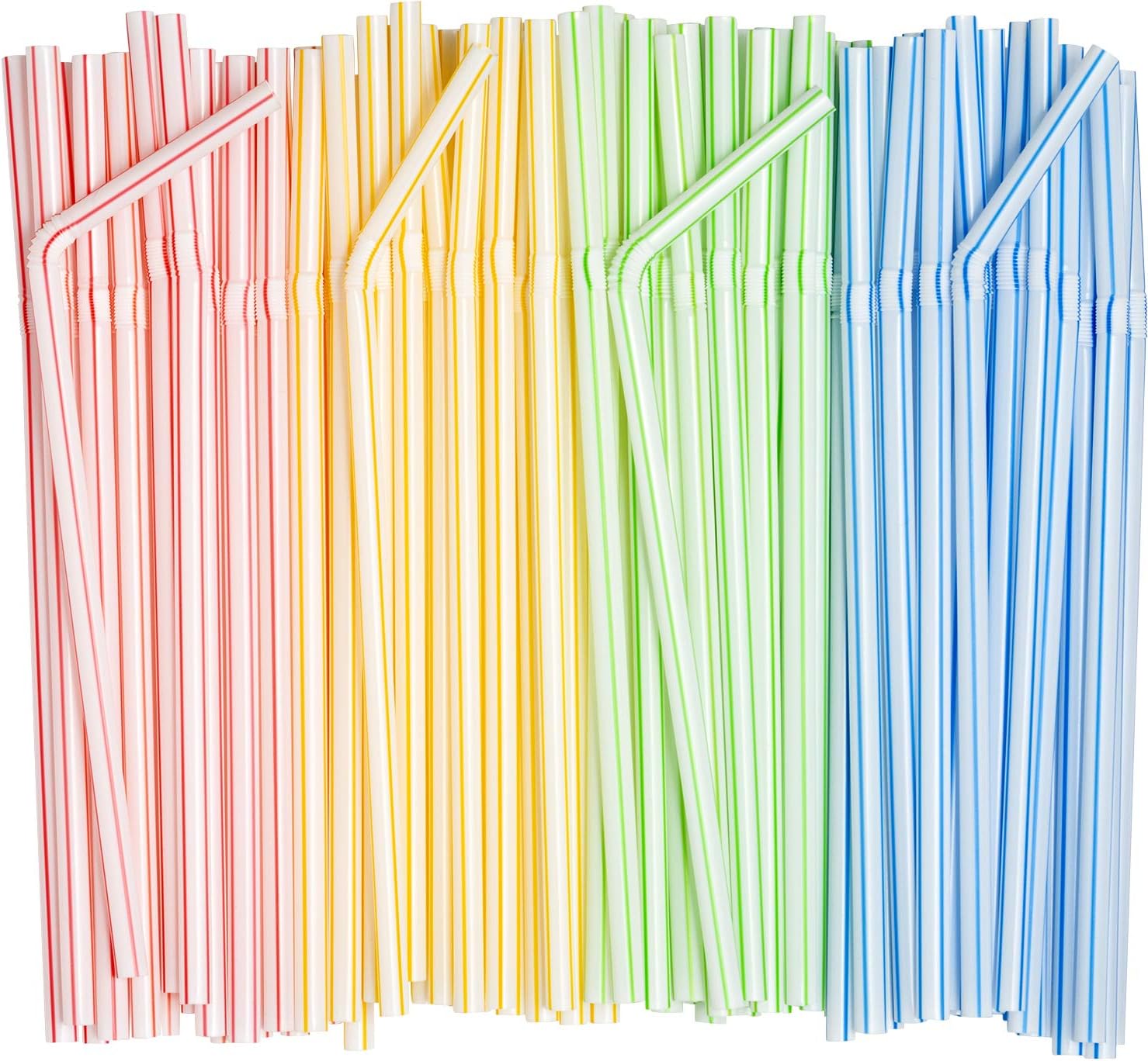 Comfy Package [200 Pack] Striped Flexible Drinking Straws: Kitchen & Dining
