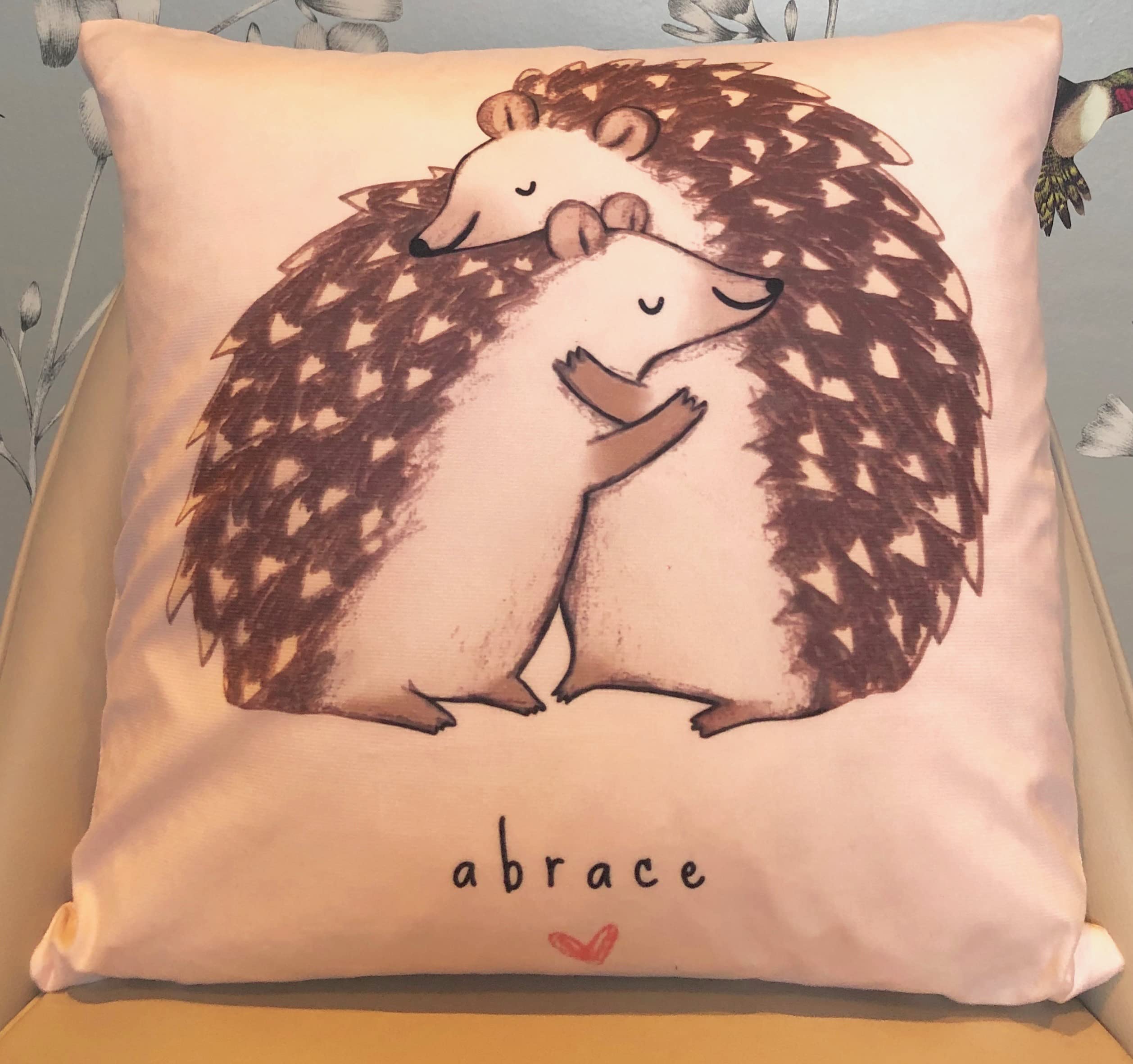 The Beach Stop Hugging Hedgehogs Woodland Easter Animal Quote Cushion Cover | Inspirational Words Gift Idea | 45x45cm 18x18 | Abrace