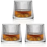 Noevany 6 Oz Whiskey Glasses -Old Fashioned Set of 3, Cocktail Bourbon Alcohol Drinks, Old Fashioned Whiskey Glasses (Vertical Stripe)