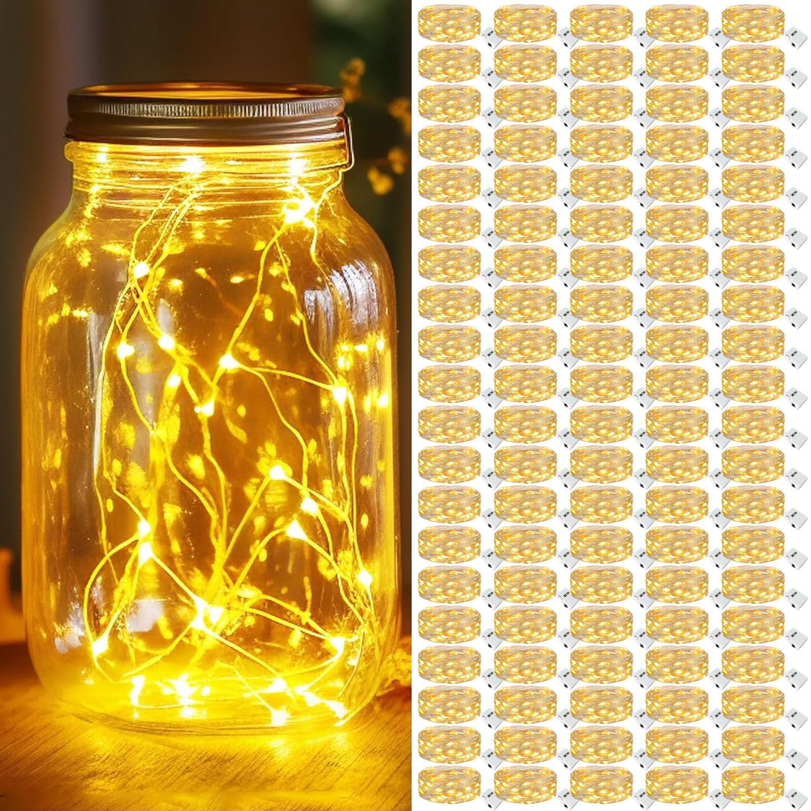 kolpop 100 Pack LED Fairy Lights Battery Operated, Mini Twinkle String Lights Battery Powered Waterproof for Christmas Mason Jars Party Image