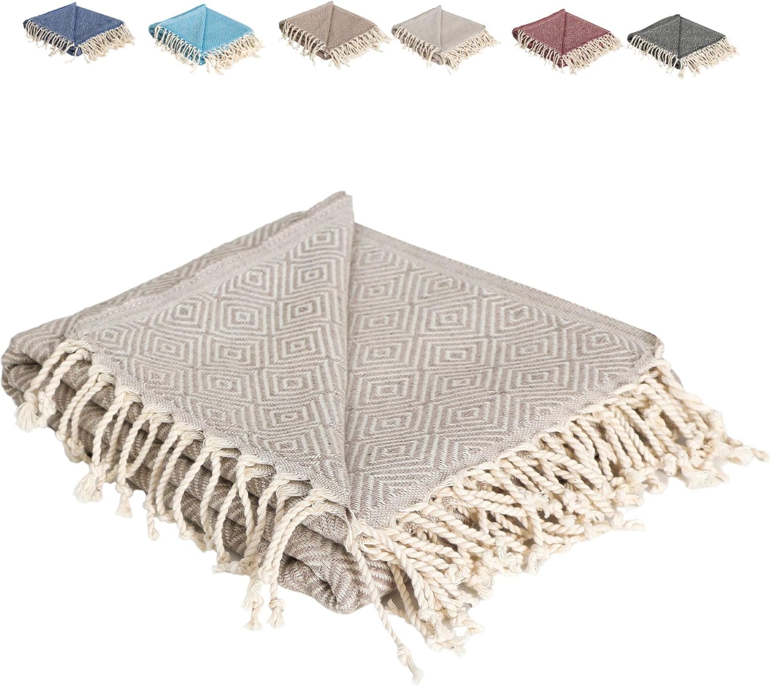 BAY LAUREL Diamond Turkish Throw Blankets, Turkish Beach