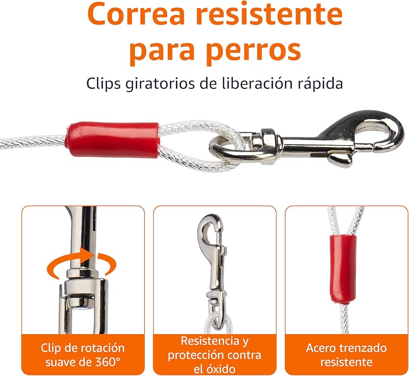 2590, Cable para Atar Perros (Hasta 40 kg, 7,62 m), Blanco