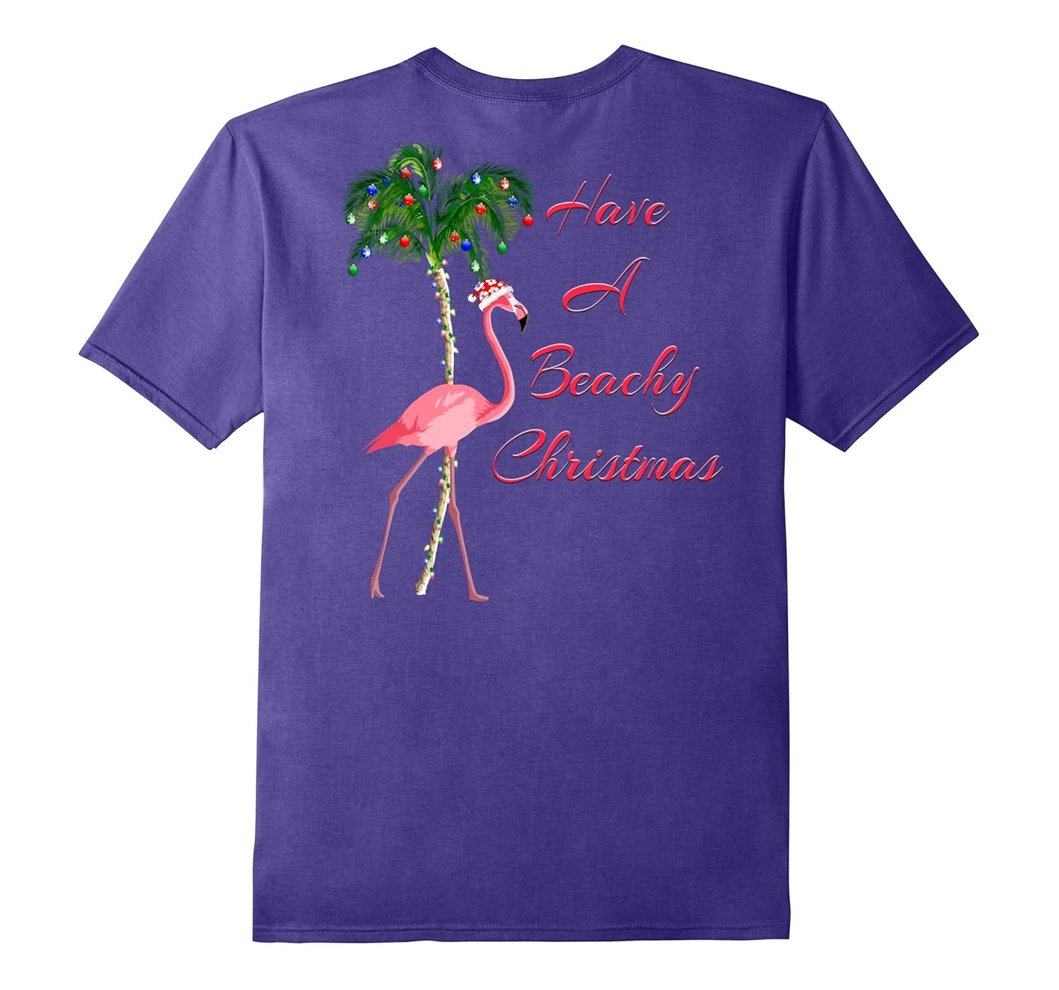 Have A Beachy Christmas Flamingo T-Shirt-Rose