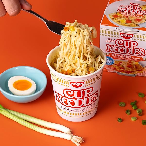 NISSIN CUP NOODLES RAMEN NOODLE SOUP, CHICKEN, MICROWAVEABLE PAPER CUP, 2.25 OUNCE (PACK OF 12)