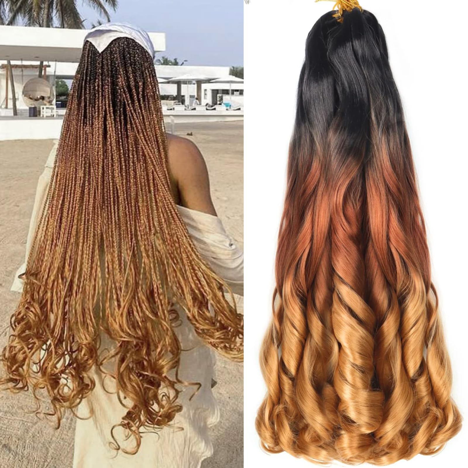 30 inch French Curly Braiding Hair 8 Pack Loose Wavy Spiral Curl Braids Crochet Hair Deep Wave Synthetic Extensions Pre Stretched Bouncy Braiding Hair — image 1