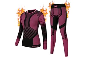 MEETWEE Women Thermal Underwear, Winter Warm Base Layer Compression Set, Fleece Lined Long Johns Running Skiing