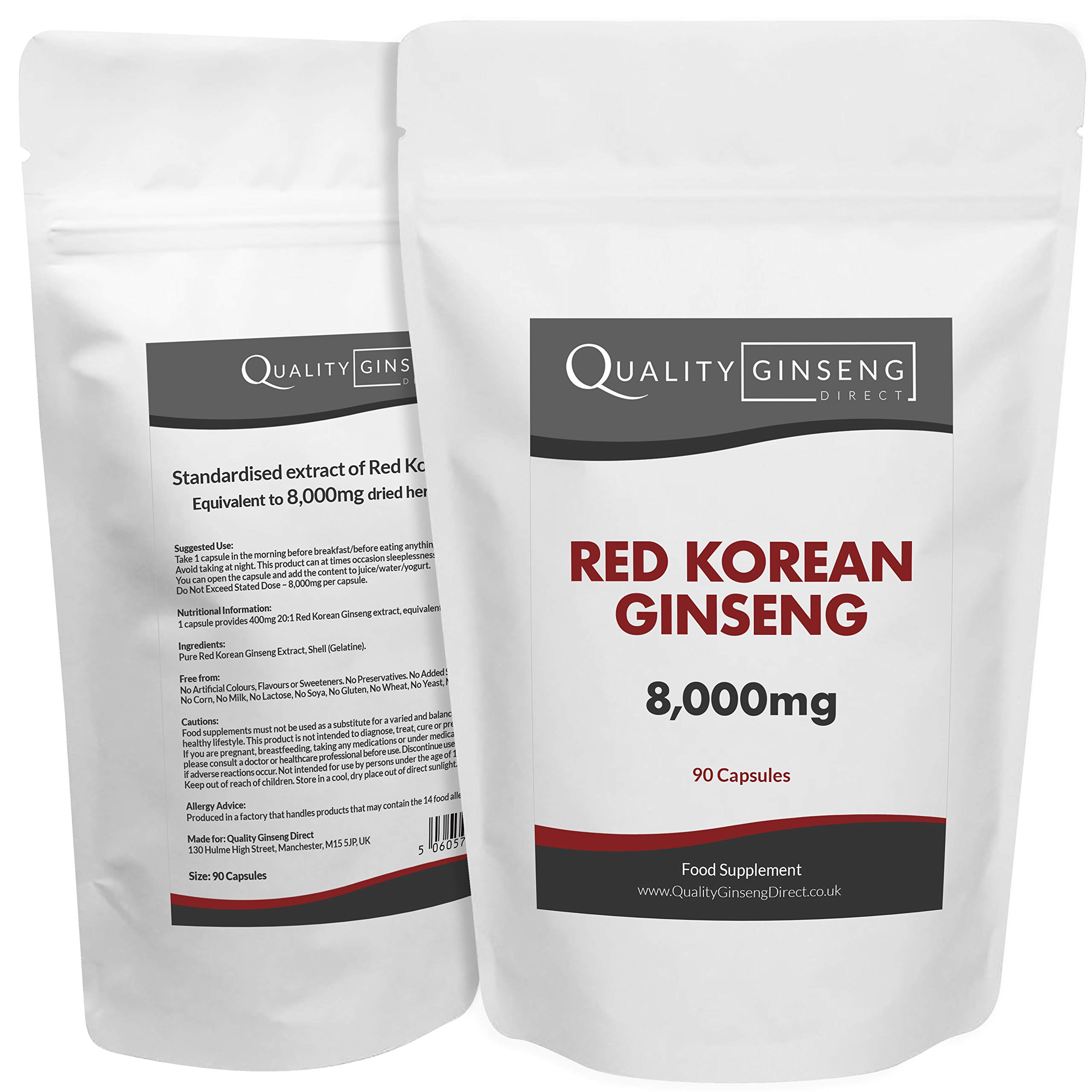 Red Korean Ginseng - 8,000mg Capsules - Powerful Formula (90)